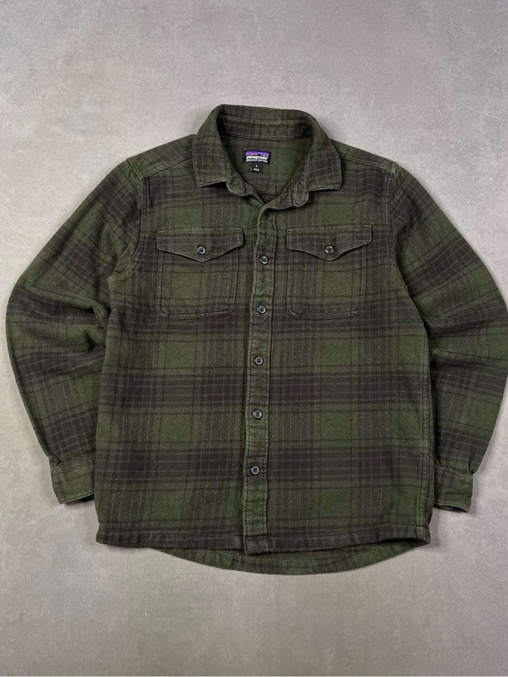 Patagonia Olive Green Plaid Lightweight Shirt Jacket